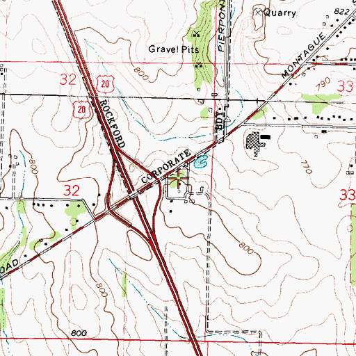 Topographic Map of Pinehurst Farms, IL