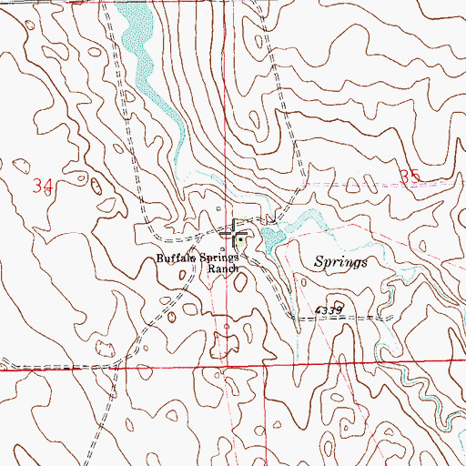 Topographic Map of Buffalo Springs Ranch, CO