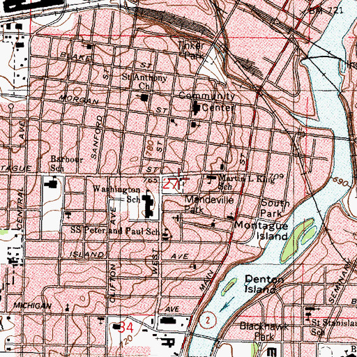 Topographic Map of Richard Mandeville House, IL