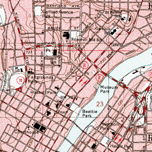 Topographic Map of Rockford Business College, IL