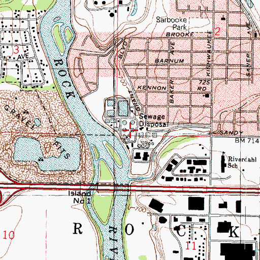 Topographic Map of Rockford Sanitary District Disposal Plant, IL