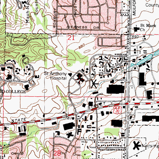 Topographic Map of Saint Anthony College of Nursing, IL