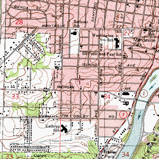 Topographic Map of Saint Paul Academy, IL