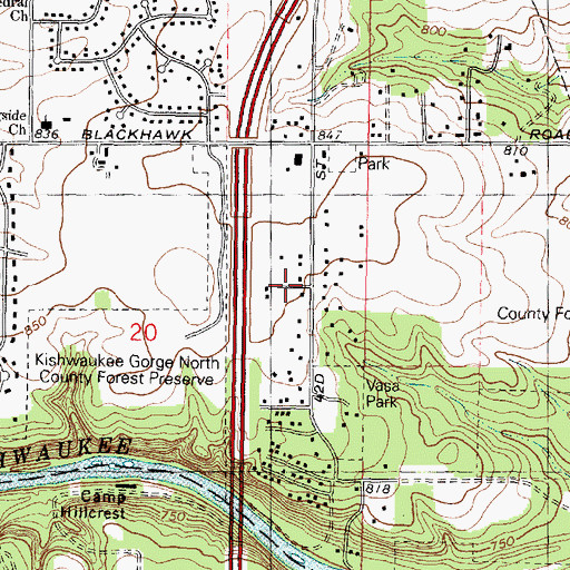 Topographic Map of Shepardson Subdivision, IL