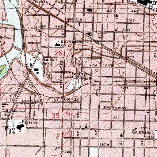 Topographic Map of Tenth Avenue Playground Pool, IL