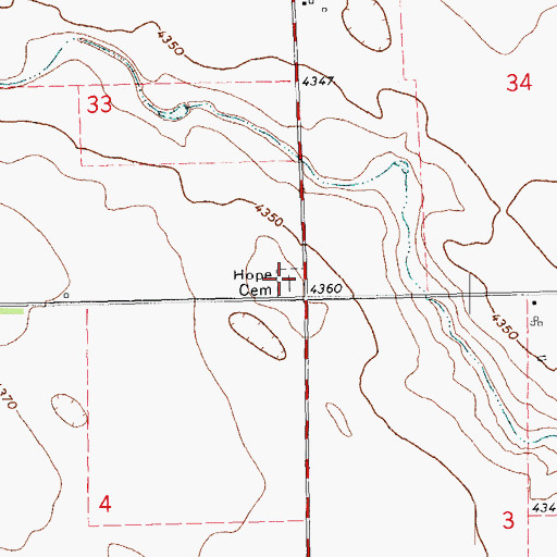 Topographic Map of Hope Cemetery, CO
