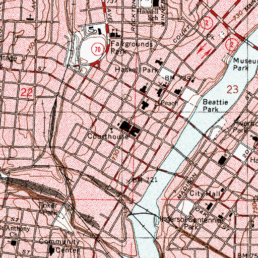 Topographic Map of Winnebago County Courthouse, IL