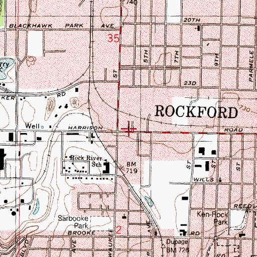 Topographic Map of Bethel Baptist Church, IL