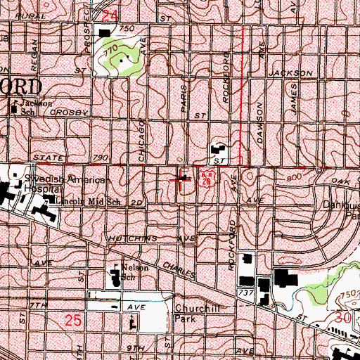 Topographic Map of Bethesda Covenant Church, IL