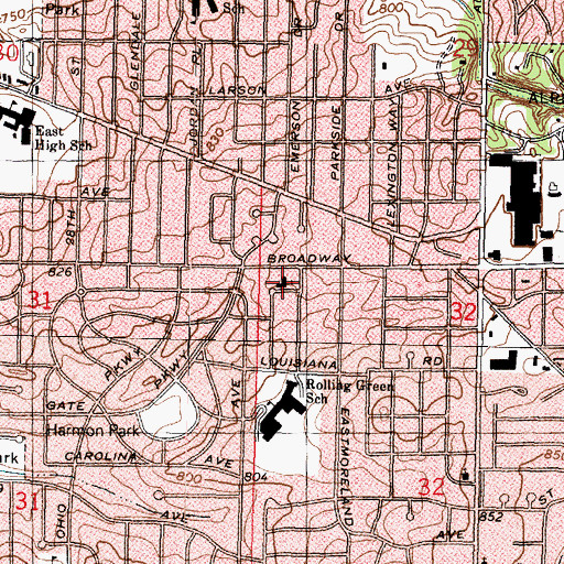 Topographic Map of Broadway Covenant Church, IL