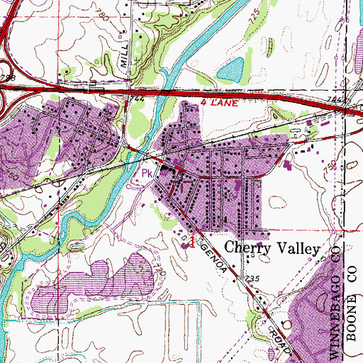 Topographic Map of Cherry Valley United Methodist Church, IL