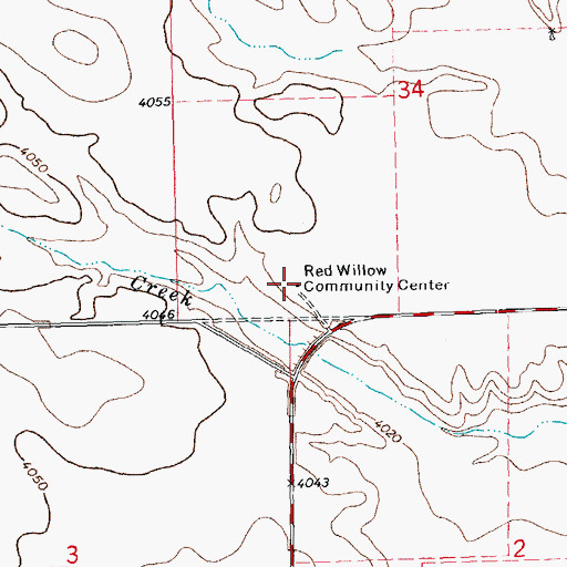 Topographic Map of Red Willow Community Center, CO