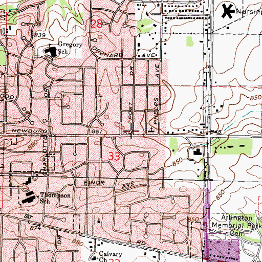 Topographic Map of Elim Baptist Church, IL