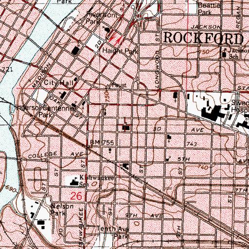 Topographic Map of Emmanuel Lutheran Church, IL
