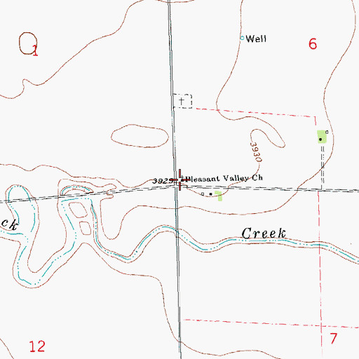 Topographic Map of Pleasant Valley Church, CO