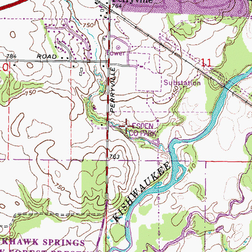 Topographic Map of Espenscheid Forest Preserve, IL