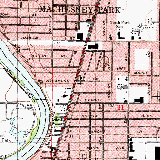 Topographic Map of Evans United Methodist Church, IL