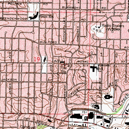 Topographic Map of Rockford Fire Department - Station 10, IL