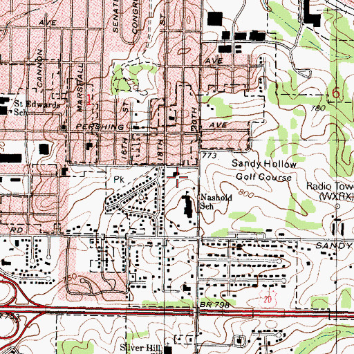 Topographic Map of Fire Station Number 13, IL