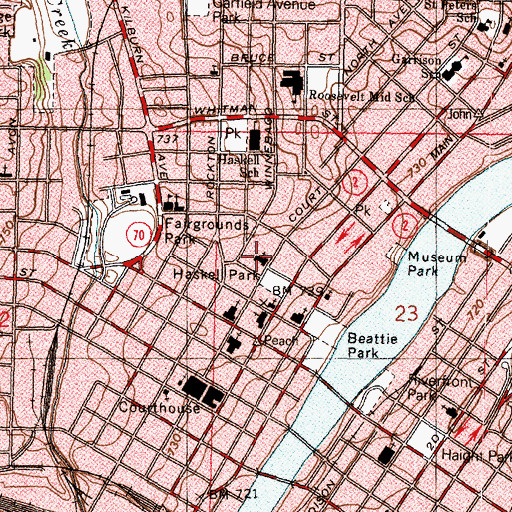 Topographic Map of First Baptist Church, IL