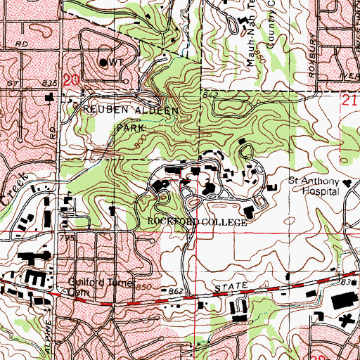Topographic Map of Fisher Memorial Chapel, IL