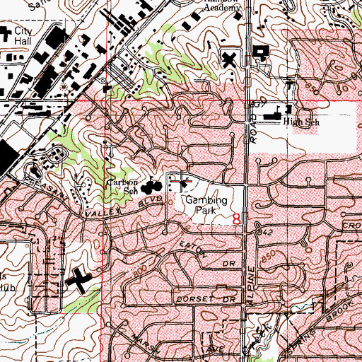Topographic Map of Forest City Baptist Church, IL