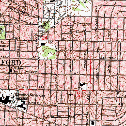 Topographic Map of Forest City Vineyard Christian Fellowship Church, IL