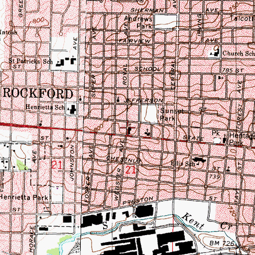 Topographic Map of Gethsemane Missionary Baptist Church, IL