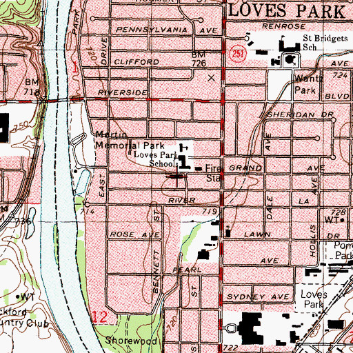 Topographic Map of Grace Lutheran Church, IL