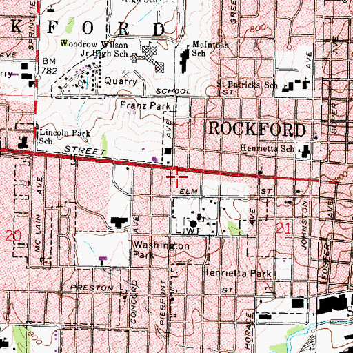 Topographic Map of Greater Calvary Baptist Church, IL