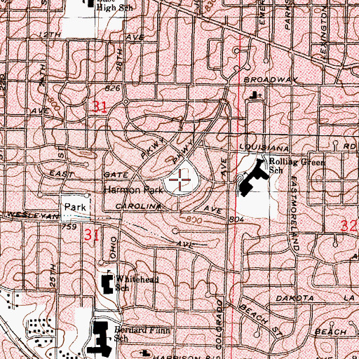 Topographic Map of Harmon Park, IL