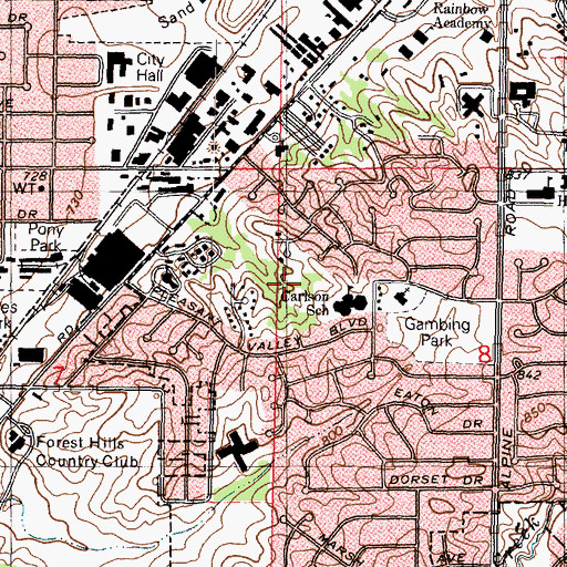 Topographic Map of Hillview Park, IL