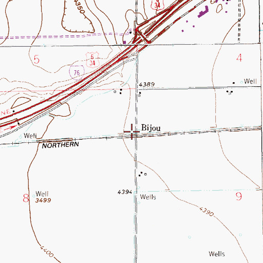 Topographic Map of Bijou, CO