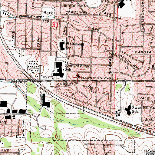 Topographic Map of Jefferson Heights Baptist Church, IL