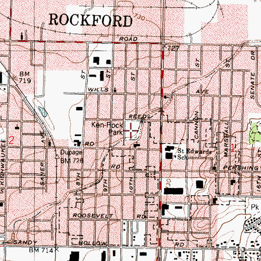 Topographic Map of Ken-Rock Park, IL