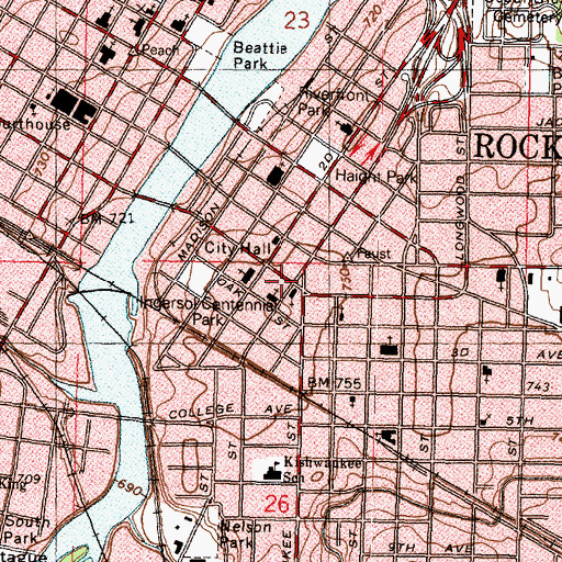 Topographic Map of Kingdom Hall of Jehovahs Witnesses-Central, IL