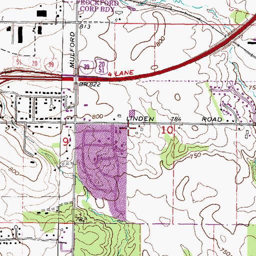 Topographic Map of Kishwaukee Baptist Church, IL