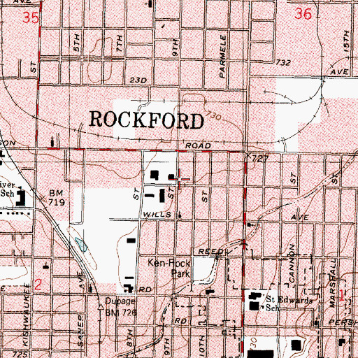 Topographic Map of Lighthouse Temple Pentecostal Church, IL
