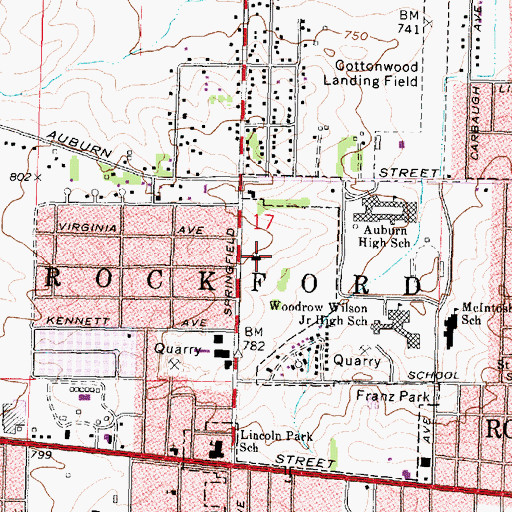 Topographic Map of Lincoln Wood Baptist Church, IL