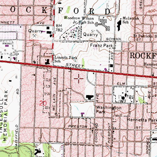 Topographic Map of Lincolnwood Shopping Center, IL