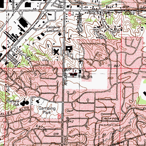 Topographic Map of Lutheran High School, IL