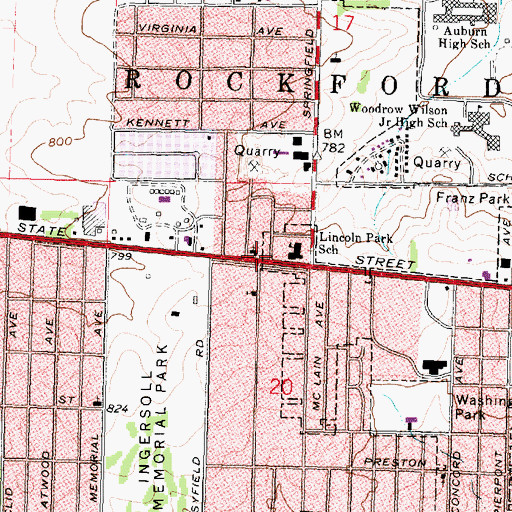 Topographic Map of Messiah Lutheran Church, IL
