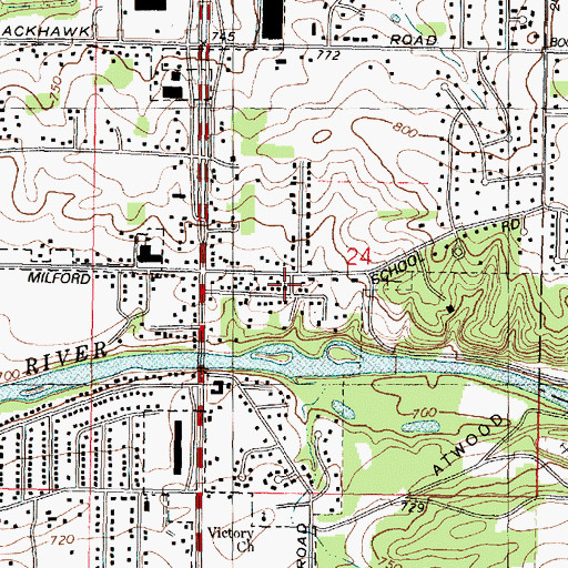 Topographic Map of New Milford Church, IL