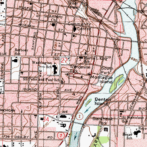 Topographic Map of New Zion Baptist Church, IL