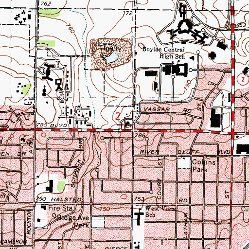 Topographic Map of North Towne Baptist Church, IL