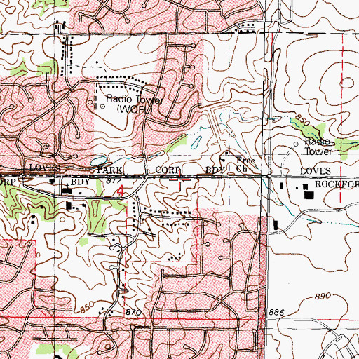 Topographic Map of Northeast Christian Church, IL