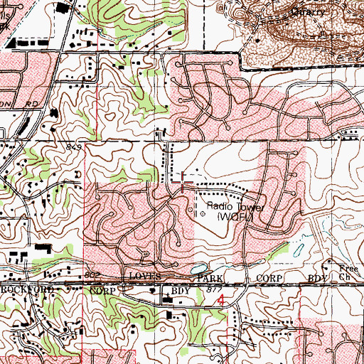 Topographic Map of Peace Evangelical Lutheran Church, IL