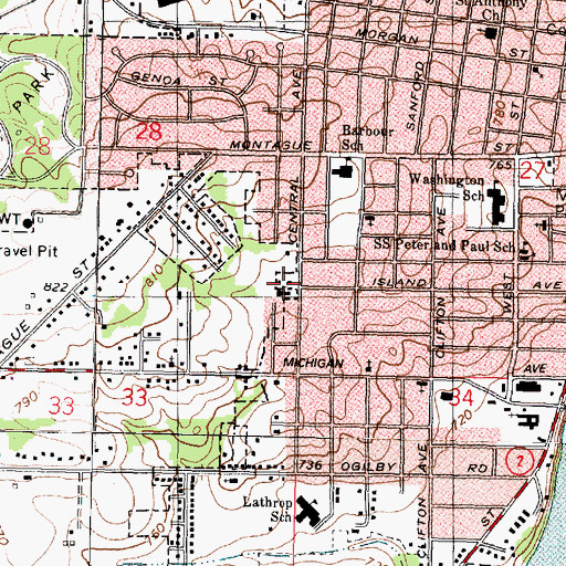 Topographic Map of Pilgrim Baptist Church, IL