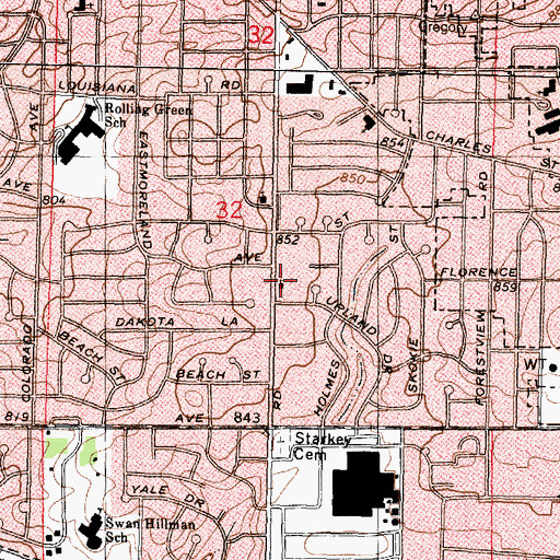 Topographic Map of Resurrection Life Foursquare Church, IL