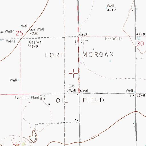Topographic Map of Fort Morgan Oil Field, CO